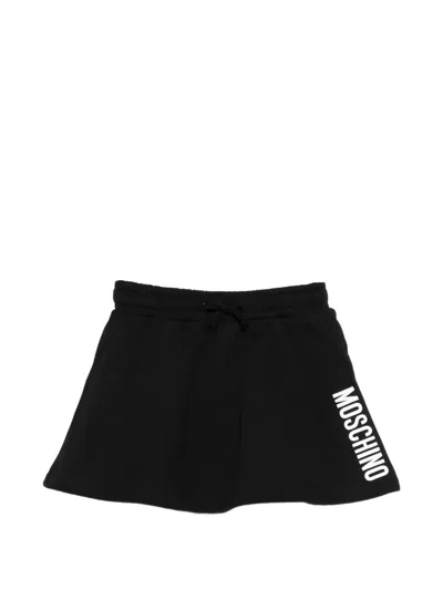 Moschino Kids' Logo-print A-line Skirt In Black