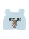 Moschino Teddy Bear Cotton Beanie In Blue