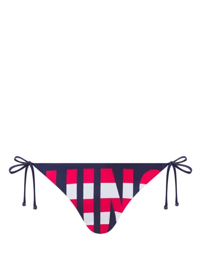 Moschino Logo-print Bikini Bottoms In Blue
