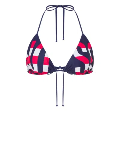 Moschino Logo-print Bikini Top In Blue