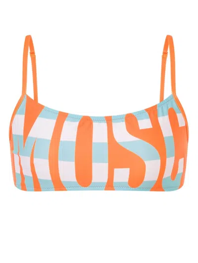 Moschino Logo-print Bikini Top In Orange