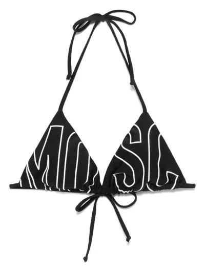 Moschino Bikinioberteil Mit Logo-print In Schwarz