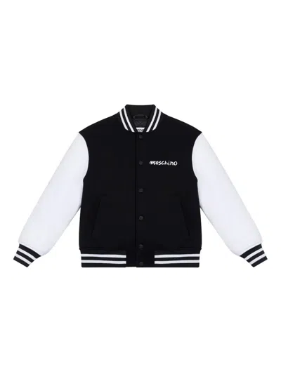 Moschino Kids' Logo-print Bomber Jacket In Black