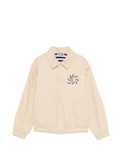 Moschino Kids' Logo-print Bomber Jacket In Neutral