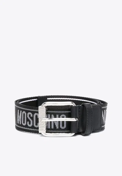 Moschino Logo Print Buckle Belt
