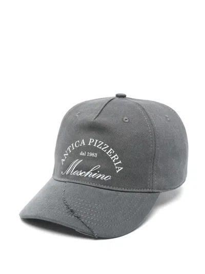 Moschino Logo-print Cap In Grigio