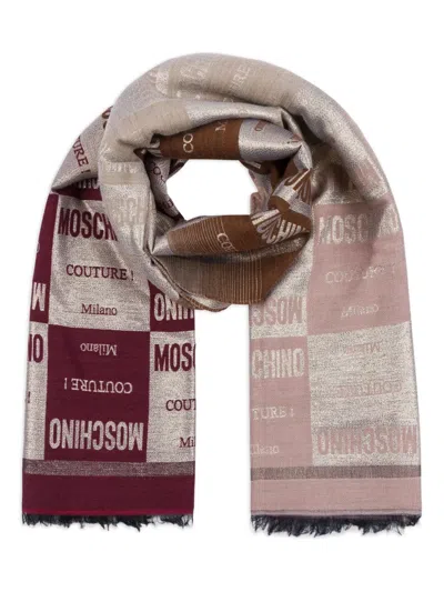 Moschino Karierter Schal Mit Logo-print In Multi