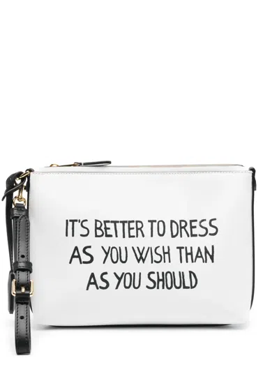 Moschino Logo-print Clutch Bag In 白色