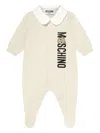 Moschino Logo-print Collared Babygrow In Neutral