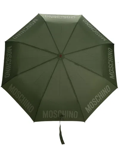 Moschino Logo-print Compact Umbrella In Green