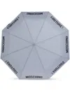 Moschino Logo-print Compact Umbrella In Grey