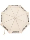 Moschino Logo-print Compact Umbrella In Neutrals