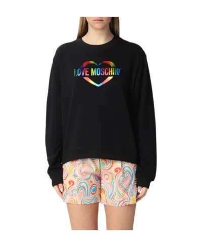 Moschino Logo-print Cotton Blend Sweatshirt In Black