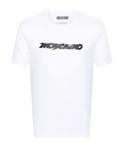 MOSCHINO LOGO-PRINT COTTON-BLEND T-SHIRT