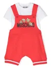 Moschino Logo-print Cotton Dungarees Set (set Of Two) In Red