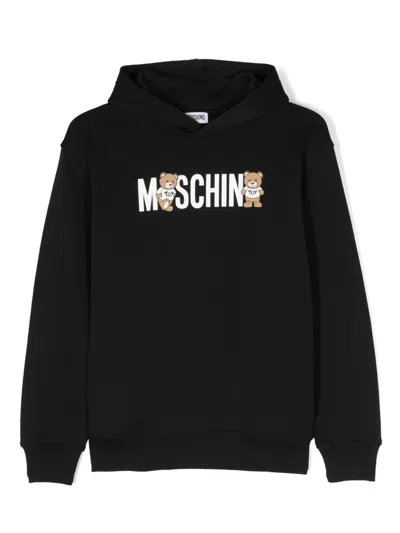 Moschino Kids' Logo-print Cotton Hoodie In Black