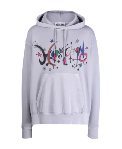 Moschino Logo-print Cotton Hoodie In Blue