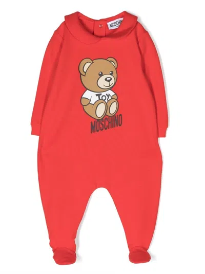 Moschino Babies' Logo-print Cotton Pyjamas In Red