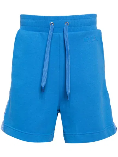 Moschino Logo-print Cotton Shorts In Blue