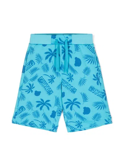 Moschino Kids' Logo-print Cotton Shorts In Blue