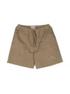 Moschino Logo-print Cotton Shorts In Neutrals