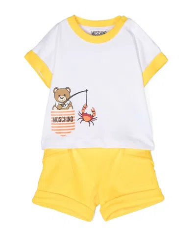 Moschino Logo-print Cotton Shorts Set In White