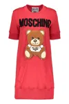 Moschino Logo Print Cotton Sweatdress In Red