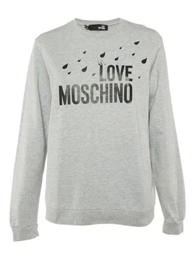 Pre-owned Moschino Logo-print Cotton Sweatshirt In Gray
