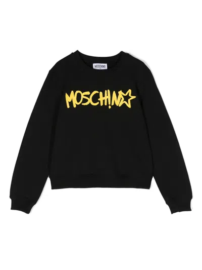 Moschino Kids' Logo-print Cotton Sweatshirt In Black