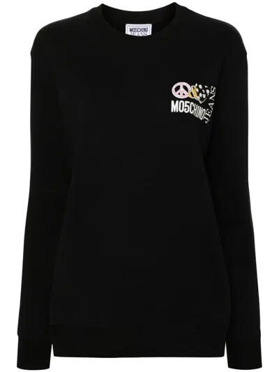 Moschino Logo-print Cotton Sweatshirt In Black