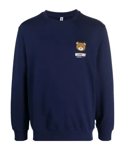 Moschino Logo-print Cotton Sweatshirt In Blue