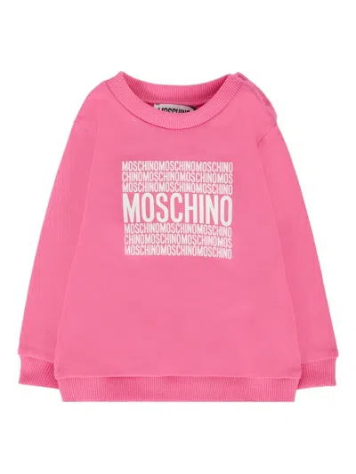 Moschino Babies' Logo-print Cotton Sweatshirt In Pink