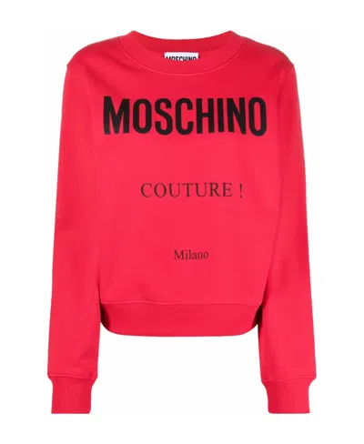 Moschino Logo-print Cotton Sweatshirt In Red