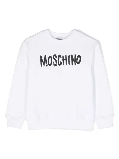 Moschino Kids' Logo-print Cotton Sweatshirt In White