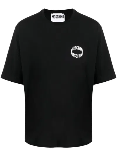 Moschino Logo印花棉t恤 In Black