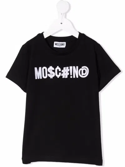 Moschino Kids' Logo-print Cotton T-shirt In Black