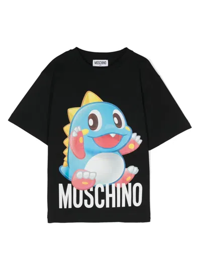 Moschino Kids' Logo-print Cotton T-shirt In Black