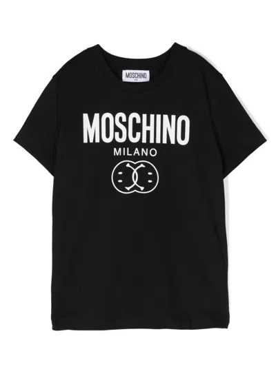 Moschino Kids' Logo-print Cotton T-shirt In Black