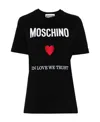Moschino Black Regular Fit T-shirt With Logo And Heart Graphic In Black
