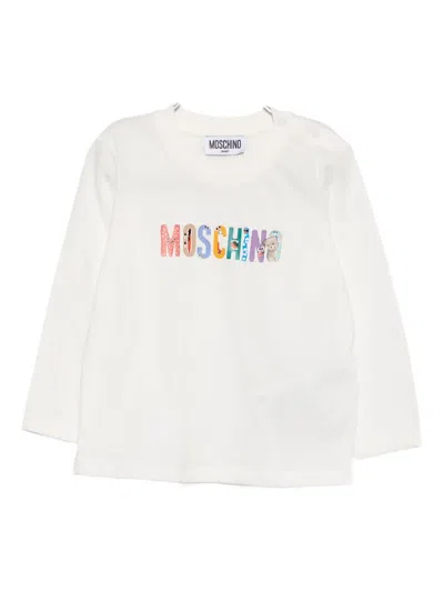 Moschino Babies' Logo-print Cotton T-shirt In White