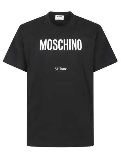 Moschino Logo Print Crew Neck Cotton T-shirt In Multi