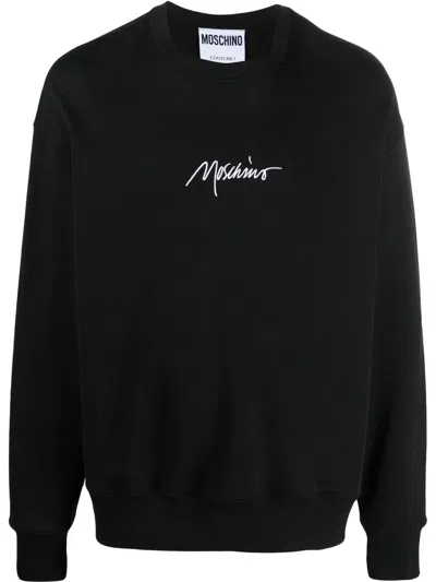 Moschino Logo-print Crew-neck Sweatshirt In Black