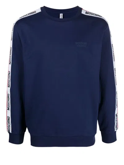 Moschino Logo-print Crew-neck Sweatshirt In Blue
