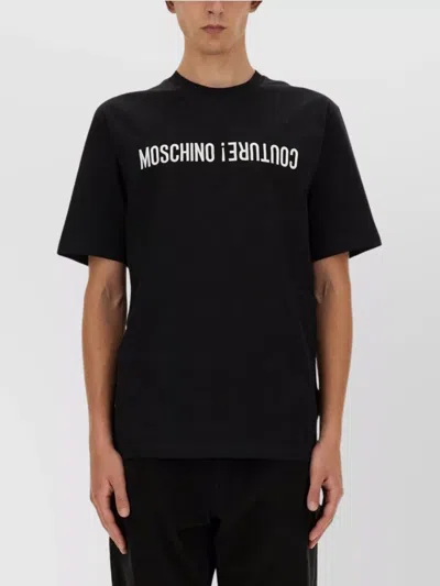 Moschino Logo Print Crew Neck T-shirt With Short Sleeves In Black