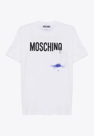 Moschino Logo Print Crewneck T-shirt In White