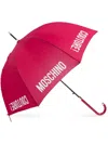 Moschino Logo-print Crook-handle Umbrella In Red