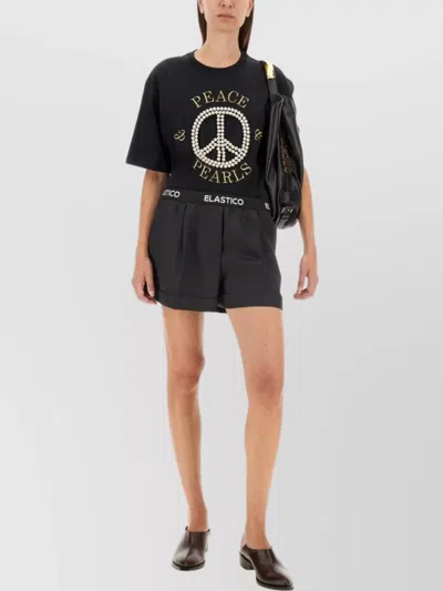Moschino Logo Print Cropped T-shirt In Black