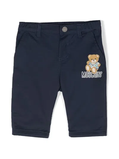 Moschino Babies' Logo-print Detail Chinos In Blue