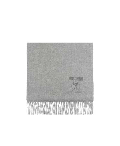 Moschino Logo-print Detail Scarf In Gray