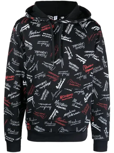 Moschino Logo-print Drawstring Hoodie In Nero